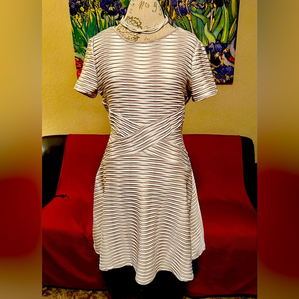 Beige fit and flare dress